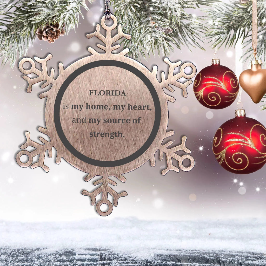 Florida is my home Gifts, Lovely Florida Birthday Christmas Snowflake Ornament For People from Florida, Men, Women, Friends