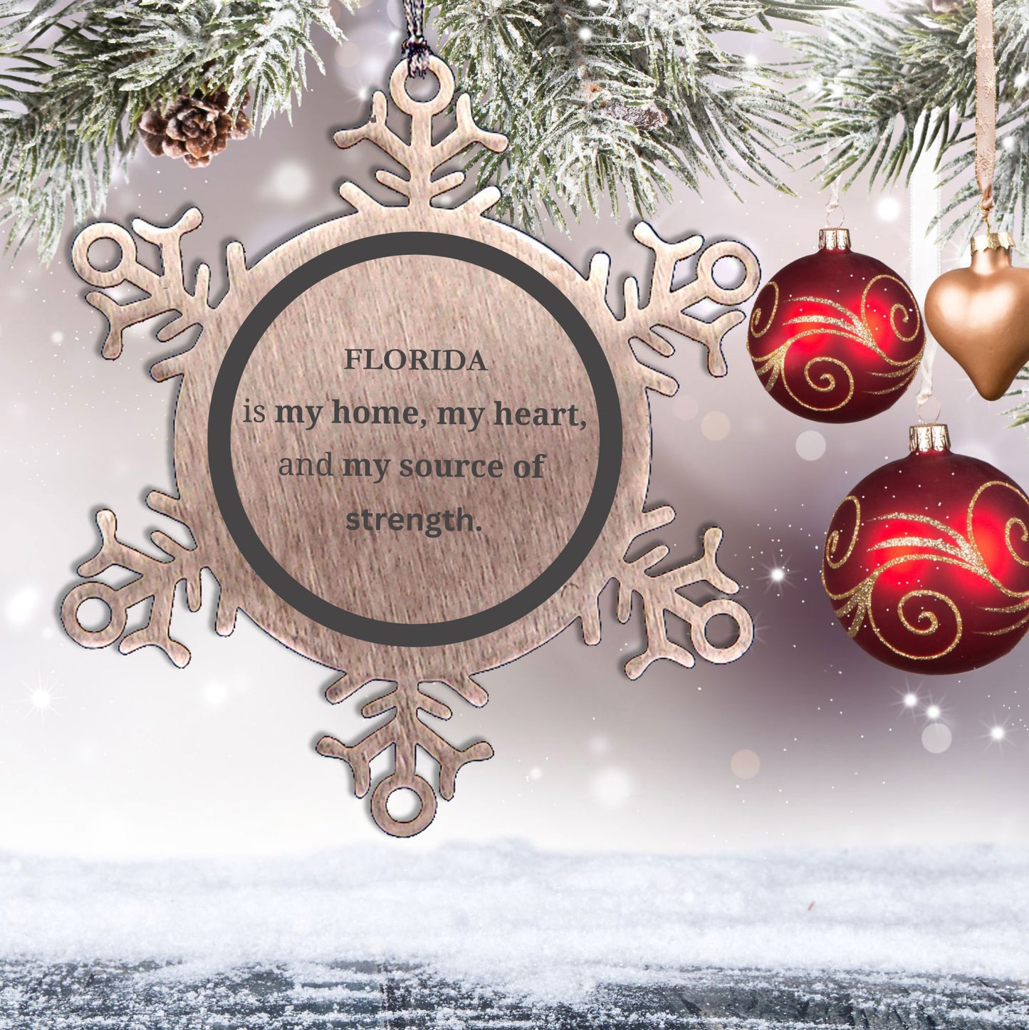 Florida is my home Gifts, Lovely Florida Birthday Christmas Snowflake Ornament For People from Florida, Men, Women, Friends
