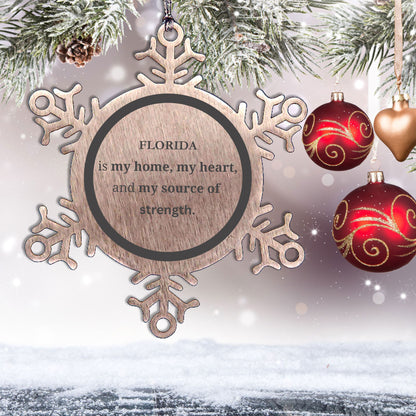 Florida is my home Gifts, Lovely Florida Birthday Christmas Snowflake Ornament For People from Florida, Men, Women, Friends
