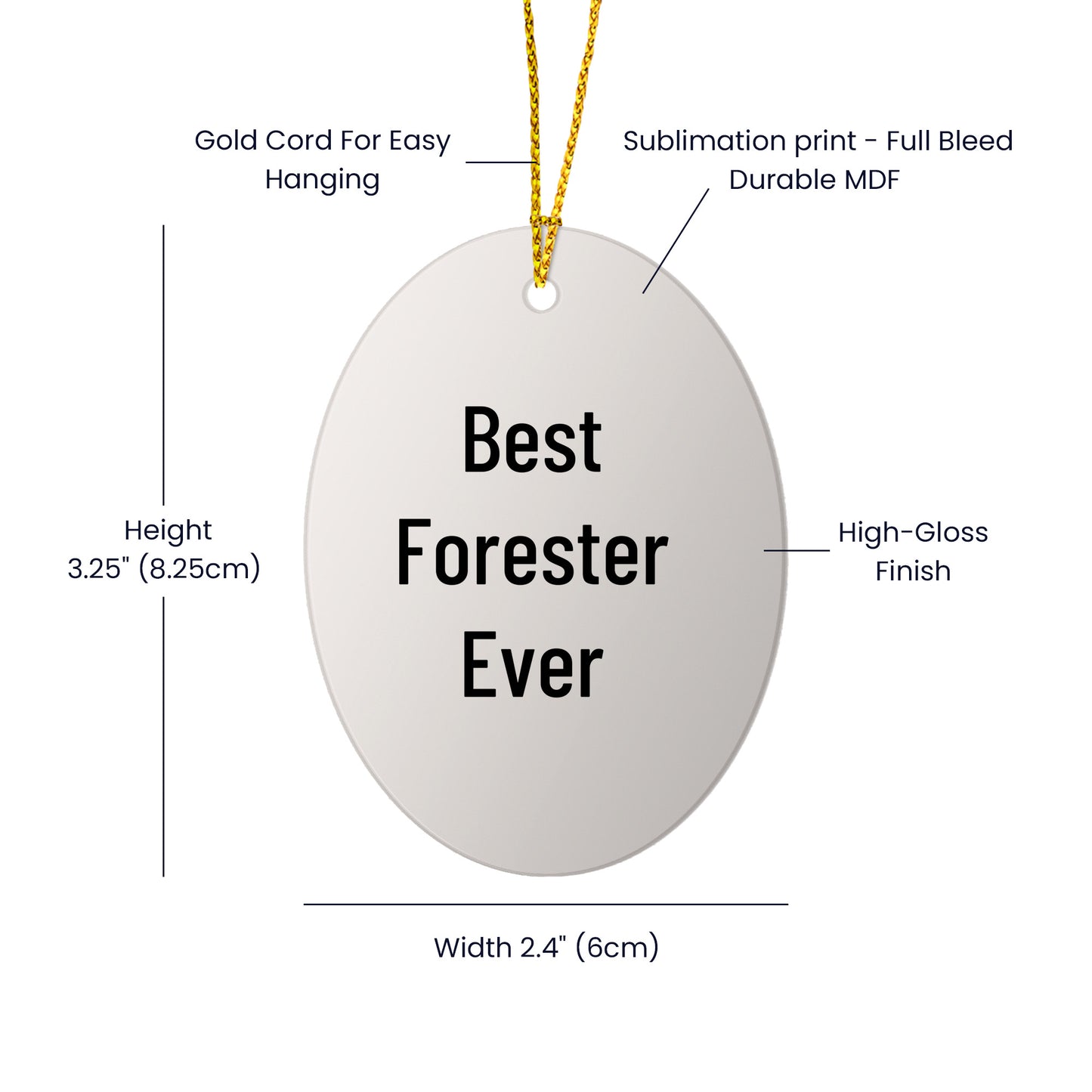 Forester Gifts from Friends - Best Forester Ever Oval Ornament, Christmas Unique Gifts for Foresters, Funny Quote