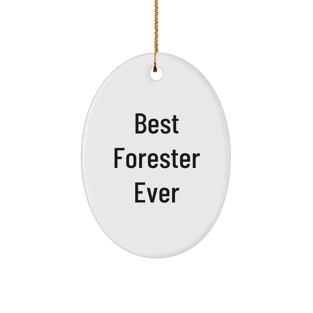 Forester Gifts from Friends - Best Forester Ever Oval Ornament, Christmas Unique Gifts for Foresters, Funny Quote