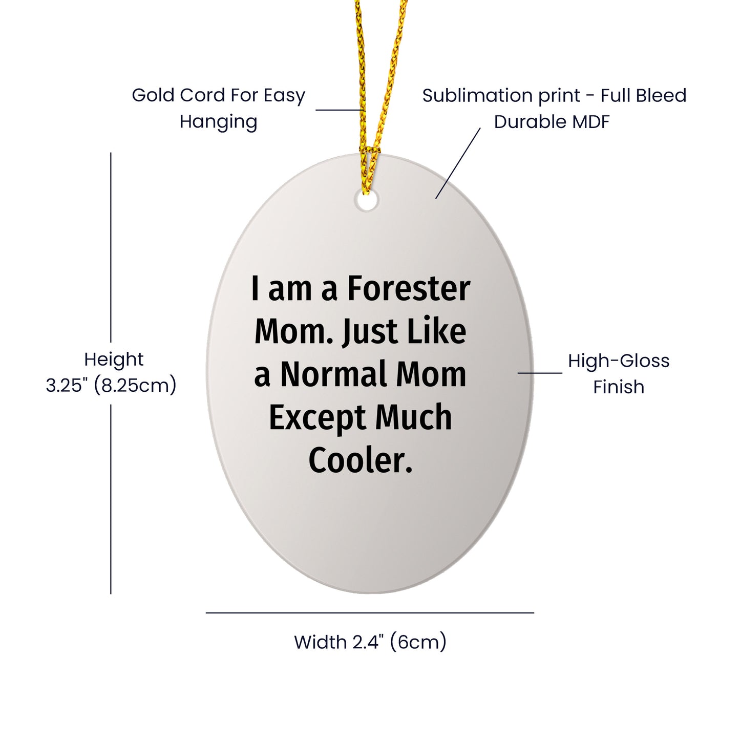 Forester Mom Gifts for Men - I Am A Forester Mom... Unique Oval Ornament, Christmas Memorable Presents from Friends, Family, Coworkers