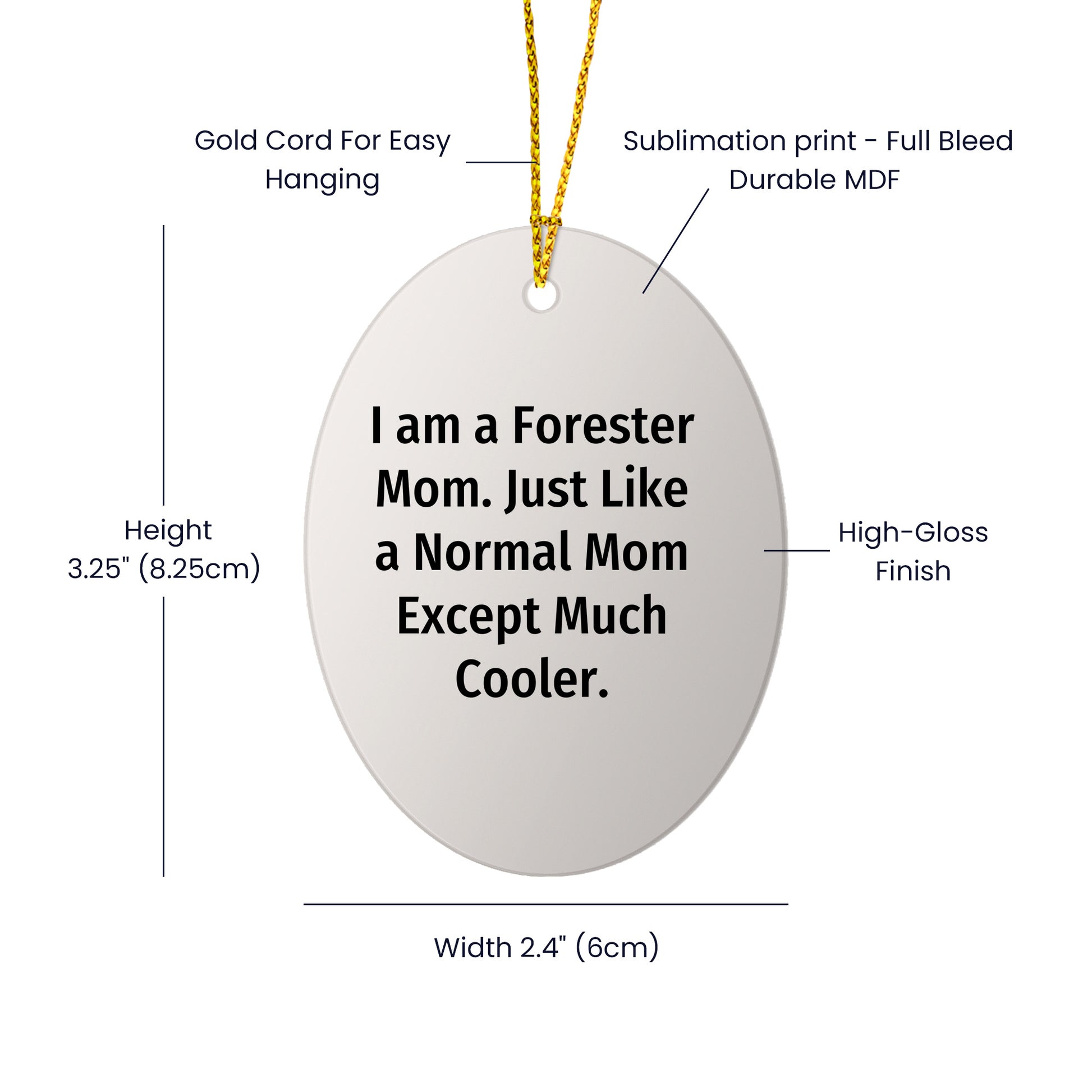 Forester Mom Gifts for Men - I Am A Forester Mom... Unique Oval Ornament, Christmas Memorable Presents from Friends, Family, Coworkers