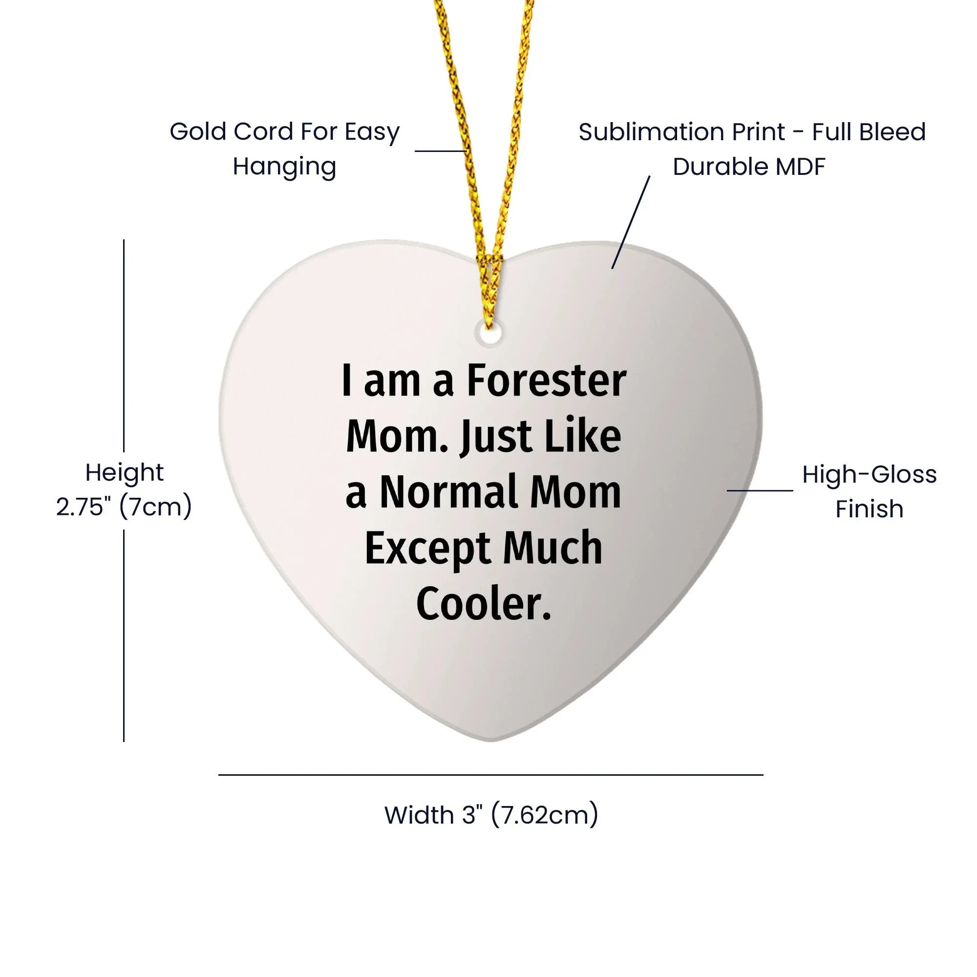 Forester Mom Gifts from Friends for Christmas, Heart Ornament with Funny Quote, I Am A Forester Mom, Gifts for Forester, Forester Mom, Forester, Heart Ornament, Christmas Unique Gifts