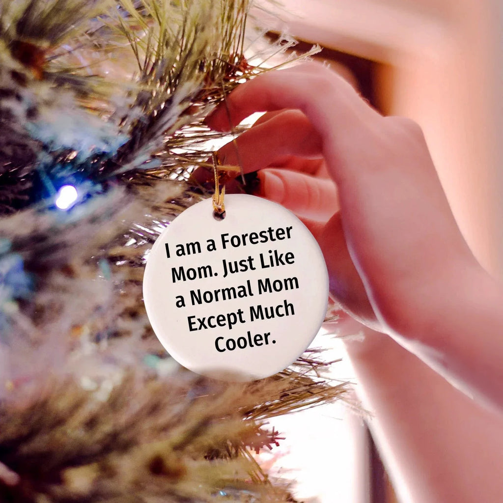 Forester Mom's Unique Circle Ornament Gifts for Friends, Family, or Coworkers - Funny Inspirational Quotes, Christmas Decorations