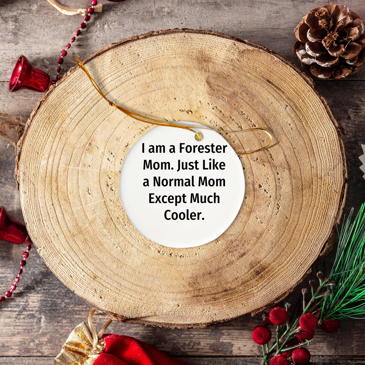 Forester Mom's Unique Circle Ornament Gifts for Friends, Family, or Coworkers - Funny Inspirational Quotes, Christmas Decorations