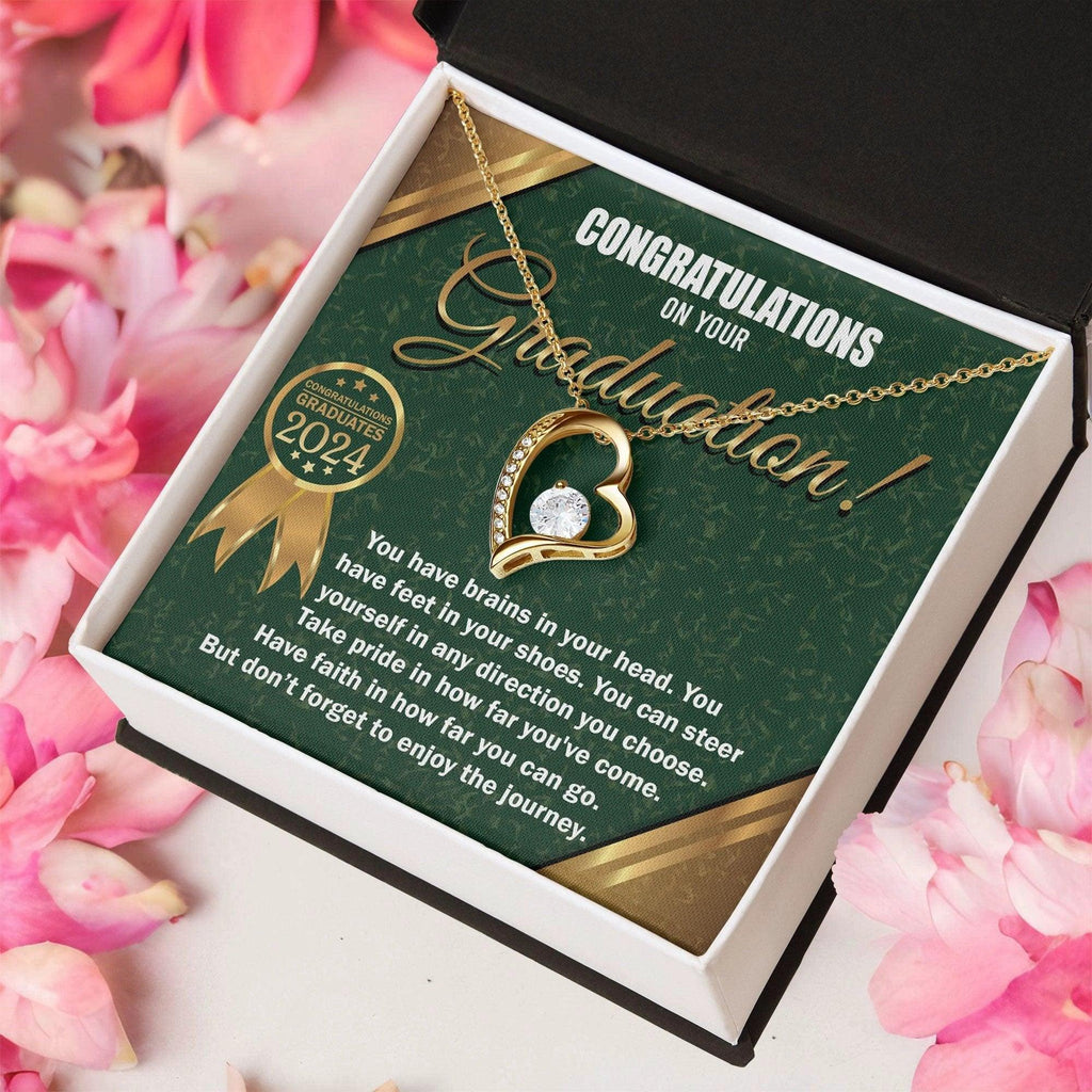 Graduation Gift for Her Congratulations Take Pride Have Faith Enjoy the Journey Heart Pendant Necklace with Gift Box