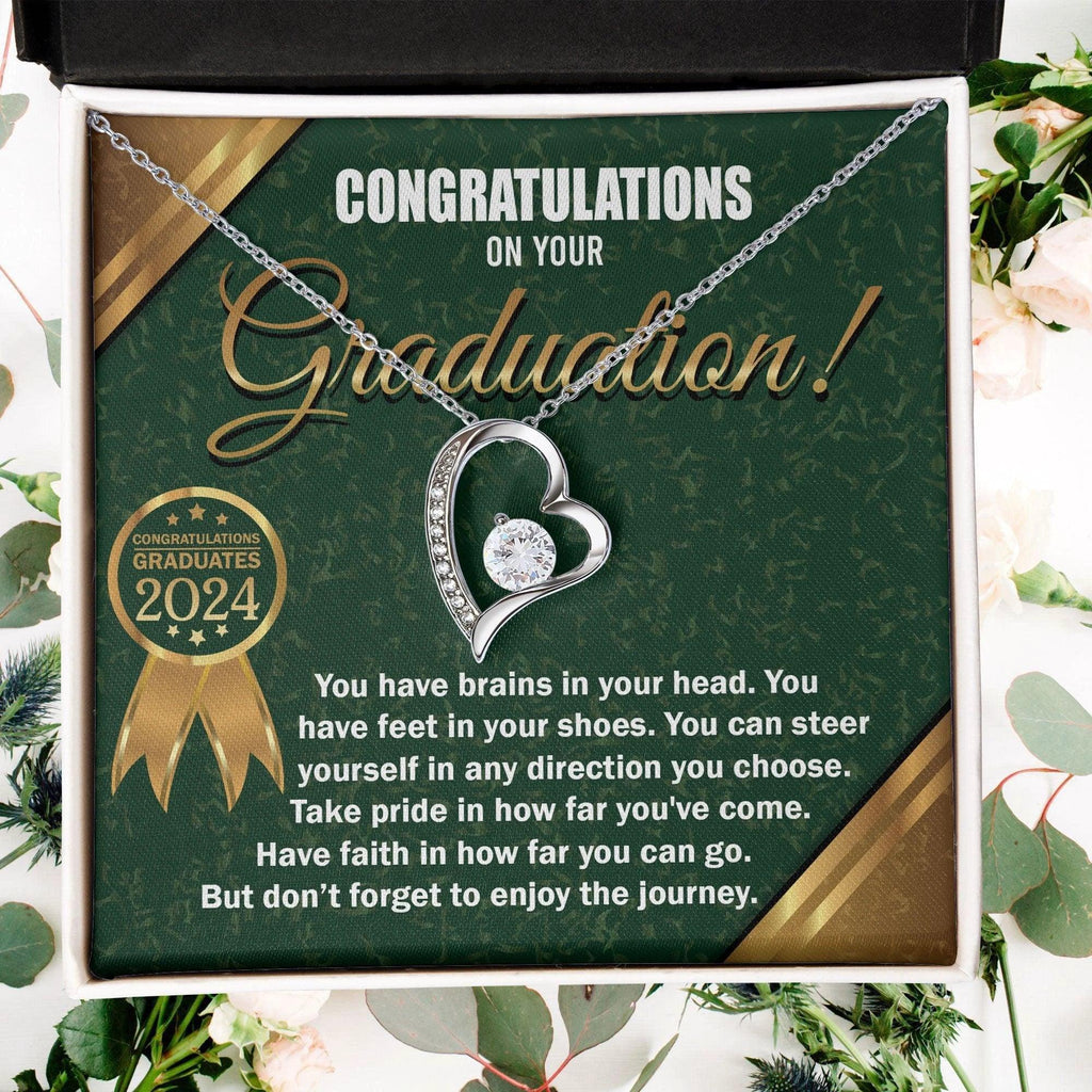 Graduation Gift for Her Congratulations Take Pride Have Faith Enjoy the Journey Heart Pendant Necklace with Gift Box