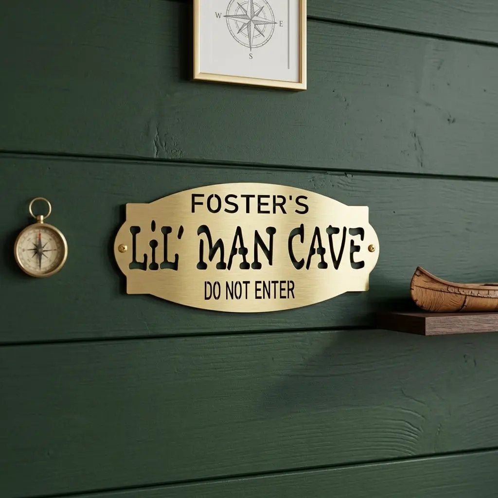 Lil Man Cave Personalized Name Indoor Outdoor Steel Wall Sign Metal Art Boy Room Decoration
