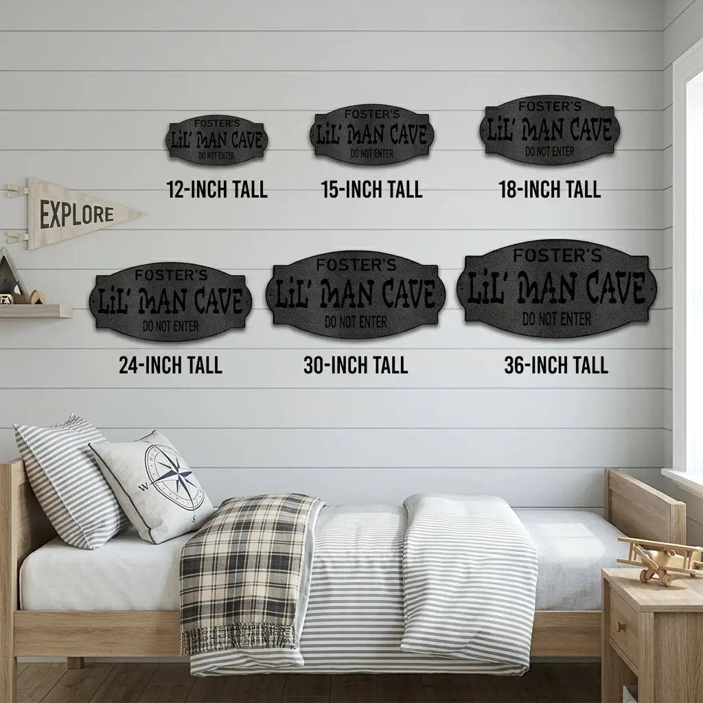 Lil Man Cave Personalized Name Indoor Outdoor Steel Wall Sign Metal Art Boy Room Decoration