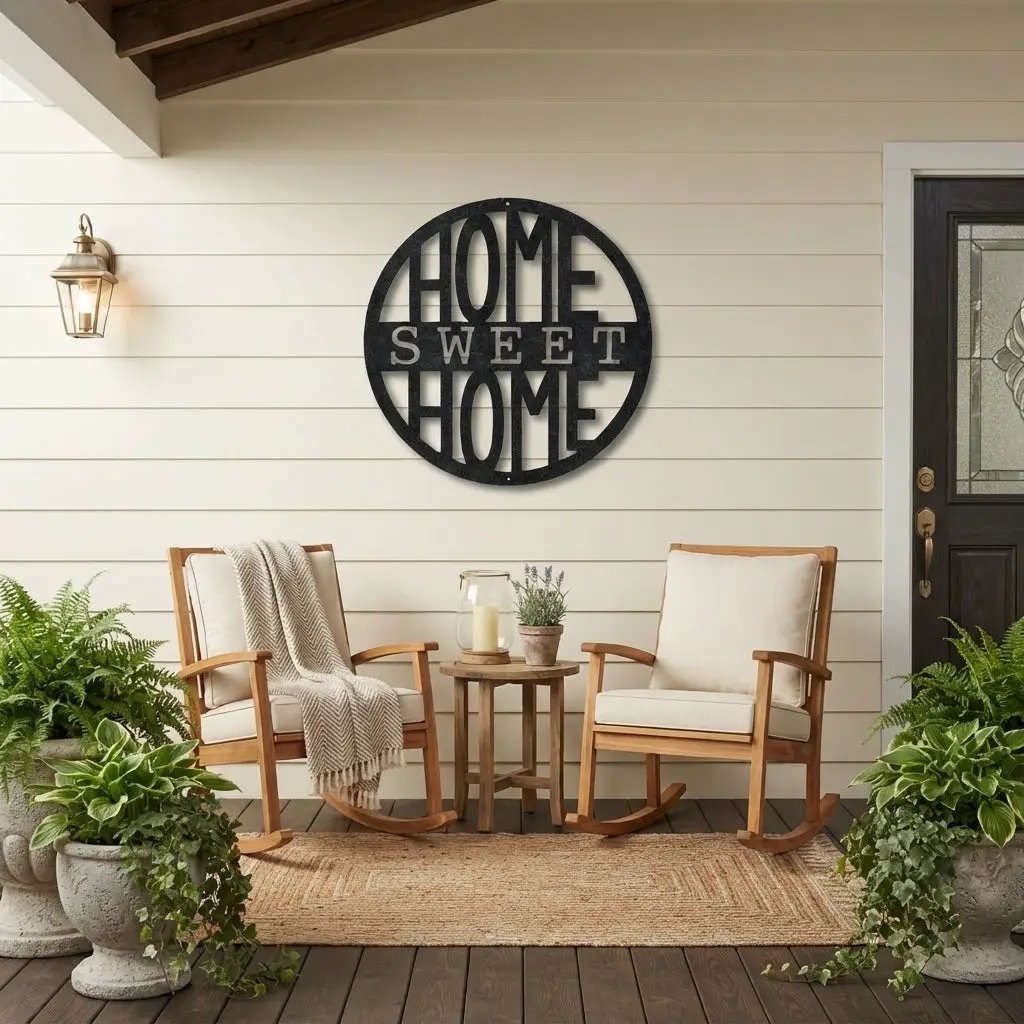 Home Sweet Home Metal Wall Art | Farmhouse Wall Decor | Rustic Home Sign | Modern Metal Wall Hanging | Made in USA