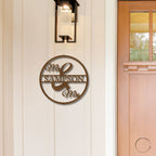 Mr and Mrs Circle Custom Name Steel Wall Sign