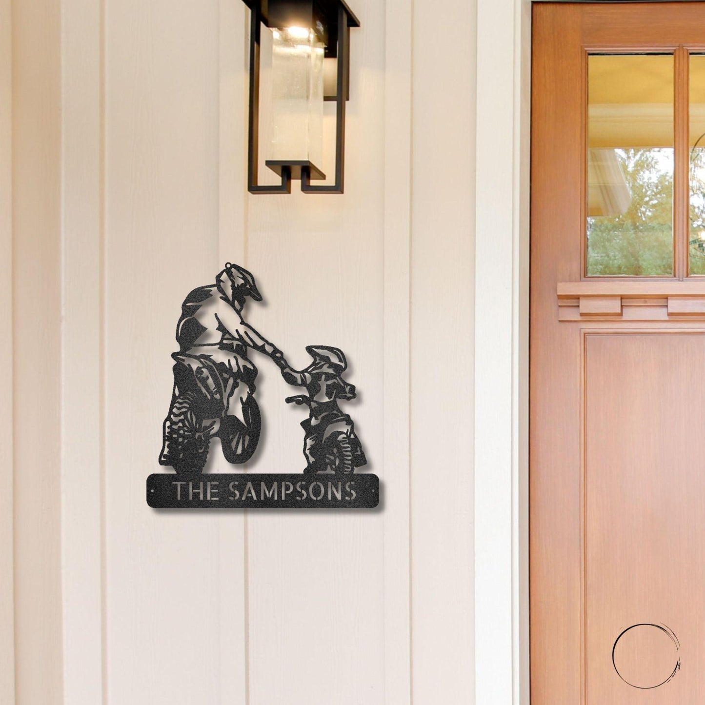 Father and Son Motocross Personalized Name Indoor Outdoor Steel Wall Sign Metal Art - Mallard Moon Gift Shop