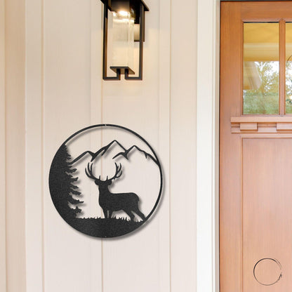 Deer Scene Metal Art Wall Sign - Mallard Moon Gift Shop
