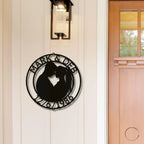 Couple Silhouette Sweetheart Custom Monogram Name Metal Wall Art