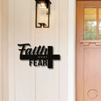 Faith Over Fear Christian Cross Metal Wall Art