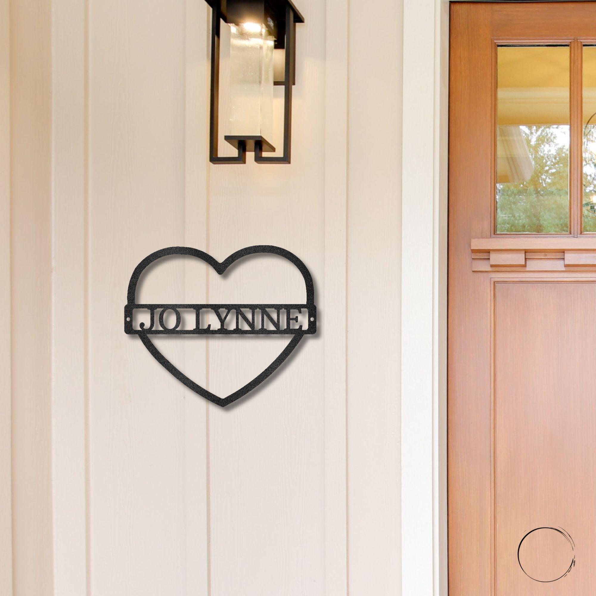 Custom Heart Shaped Monogram Personalized Steel Wall Sign - Mallard Moon Gift Shop