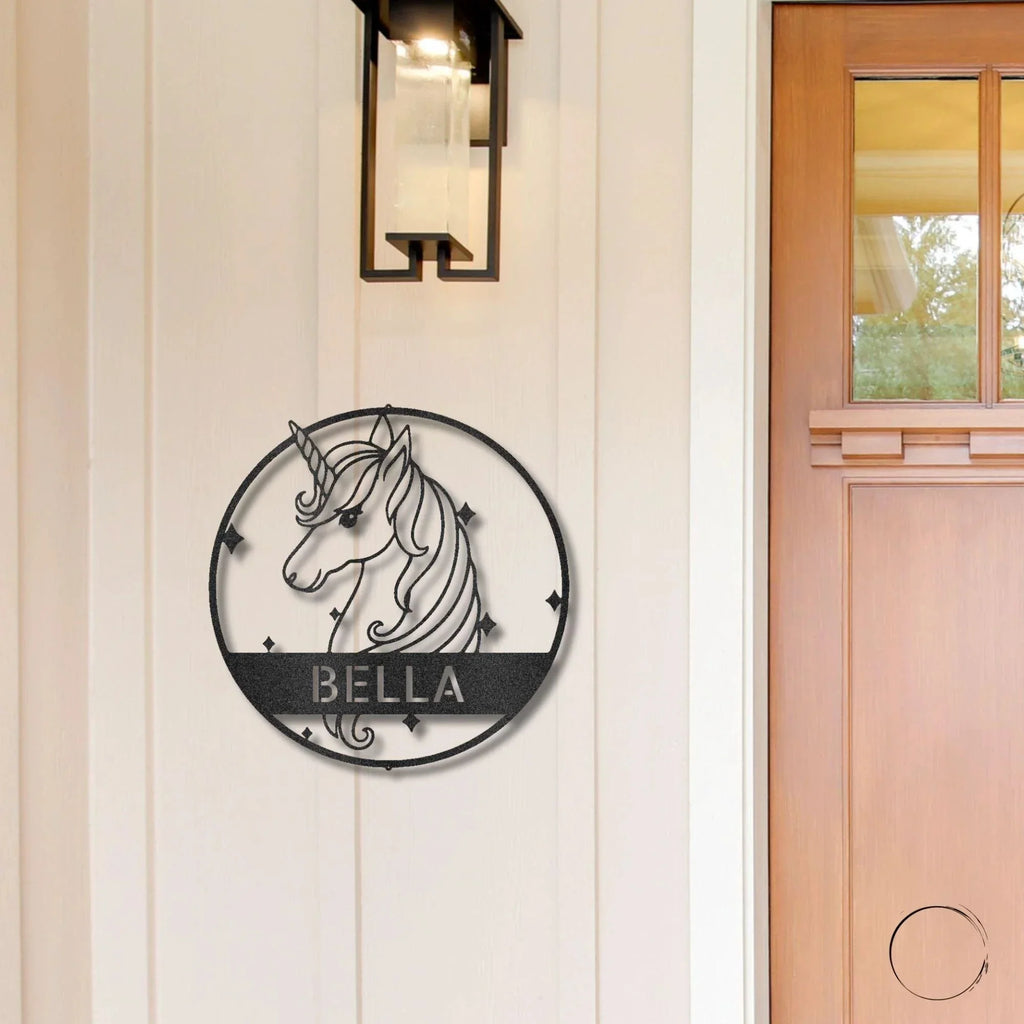 Unicorn Custom Name Metal Art Wall Sign
