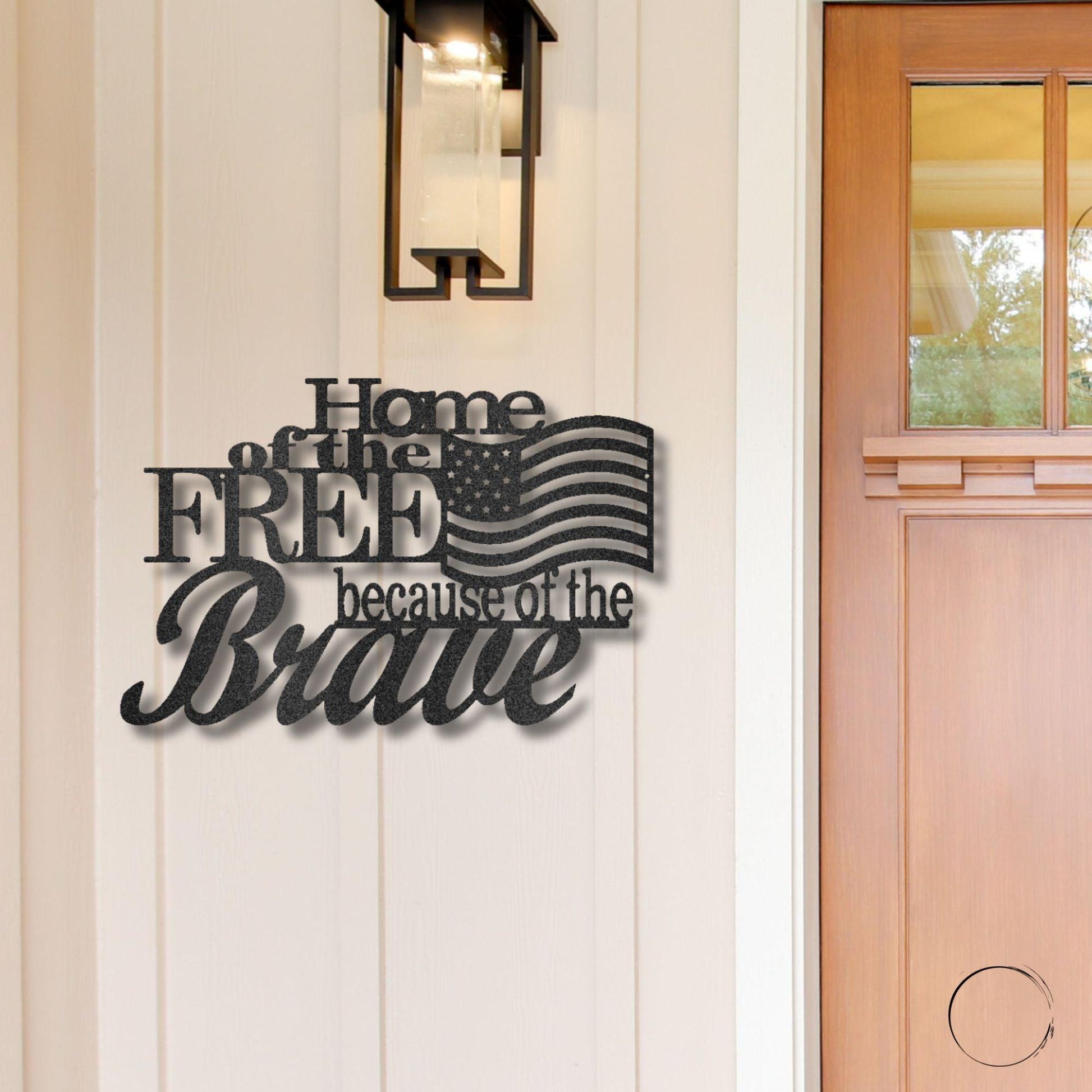 Home of the Free Because of the Brave Patriotic Metal Art Wall Sign - Mallard Moon Gift Shop