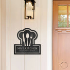 Personalized Kitchen Art - Laser-Cut Metal Wall Sign with Chef Hat Design