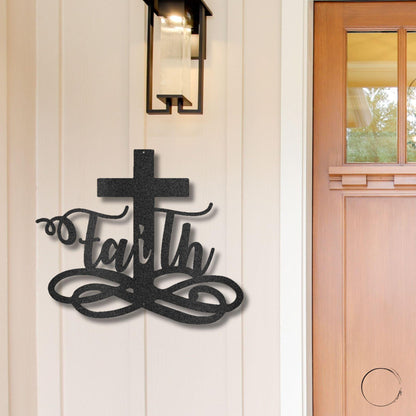 Faith Cross Metal Wall Art Spiritual Home Decor - Mallard Moon Gift Shop