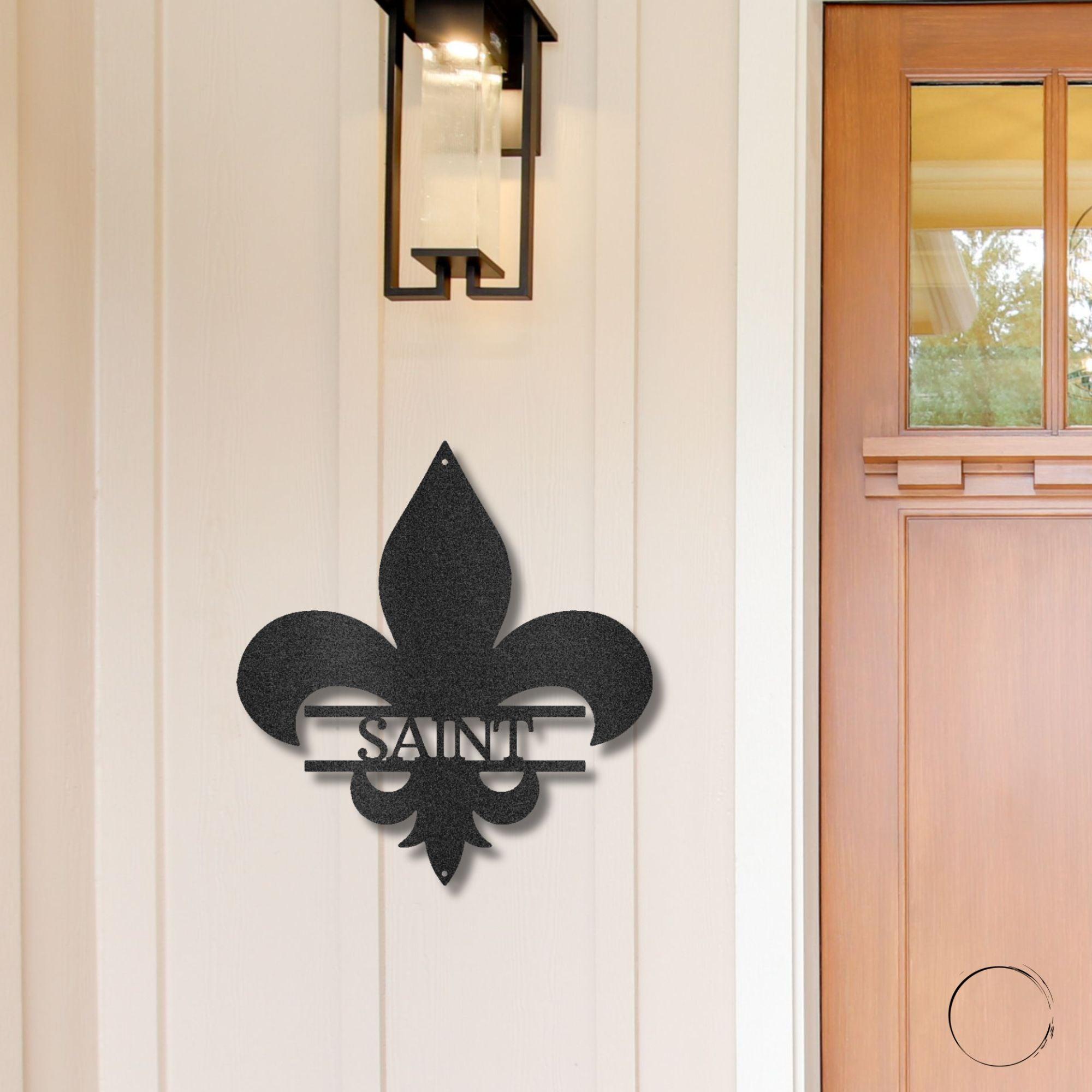 Classic Fleur De Lis Personalized Indoor Outdoor Steel Wall Sign - Mallard Moon Gift Shop