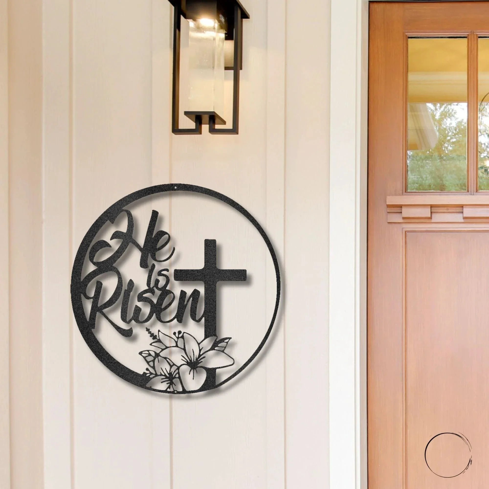 Easter Cross Metal Wall Sign – Christian Home Decor – He Is Risen