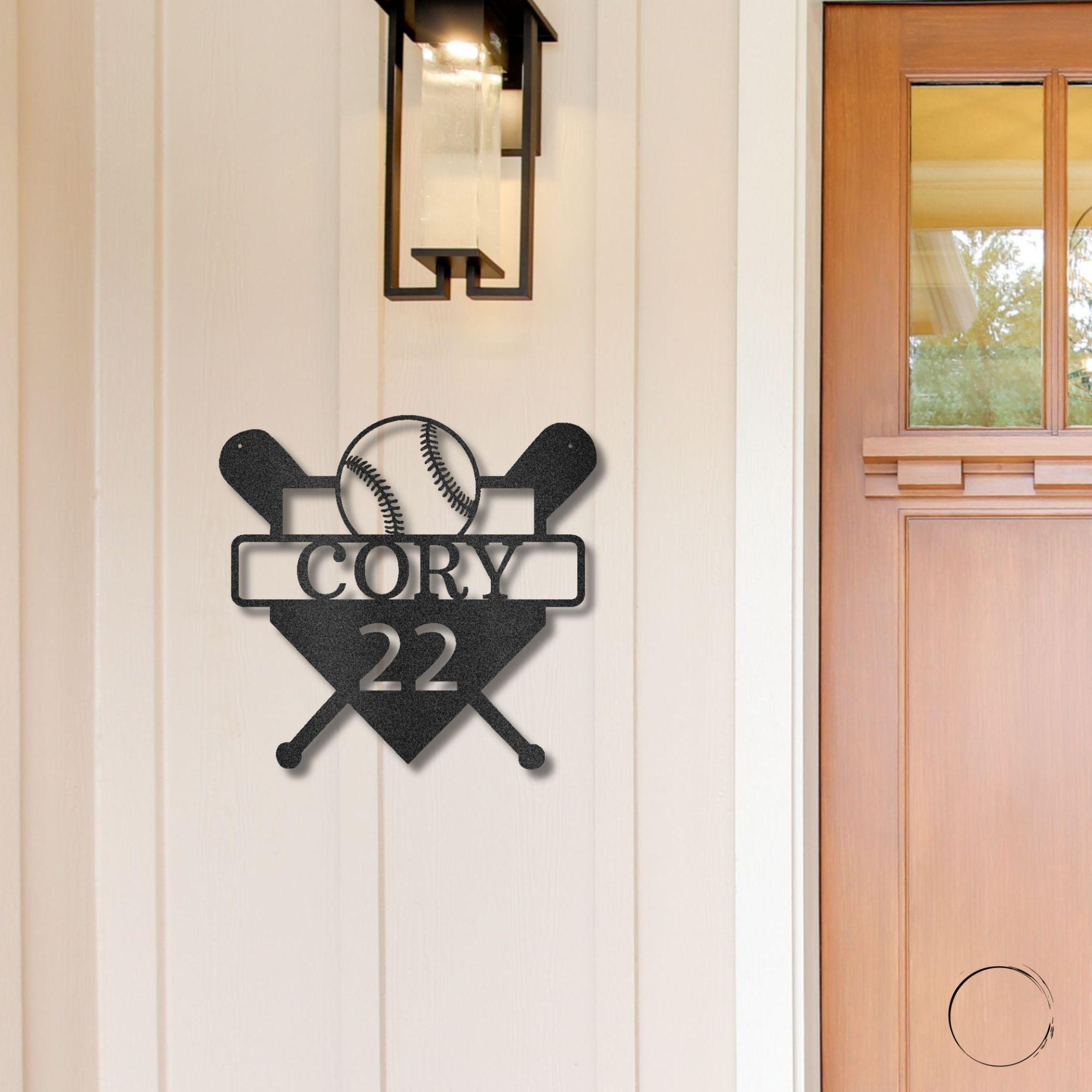 Baseball Home Plate Custom Name Metal Art Wall Sign - Mallard Moon Gift Shop