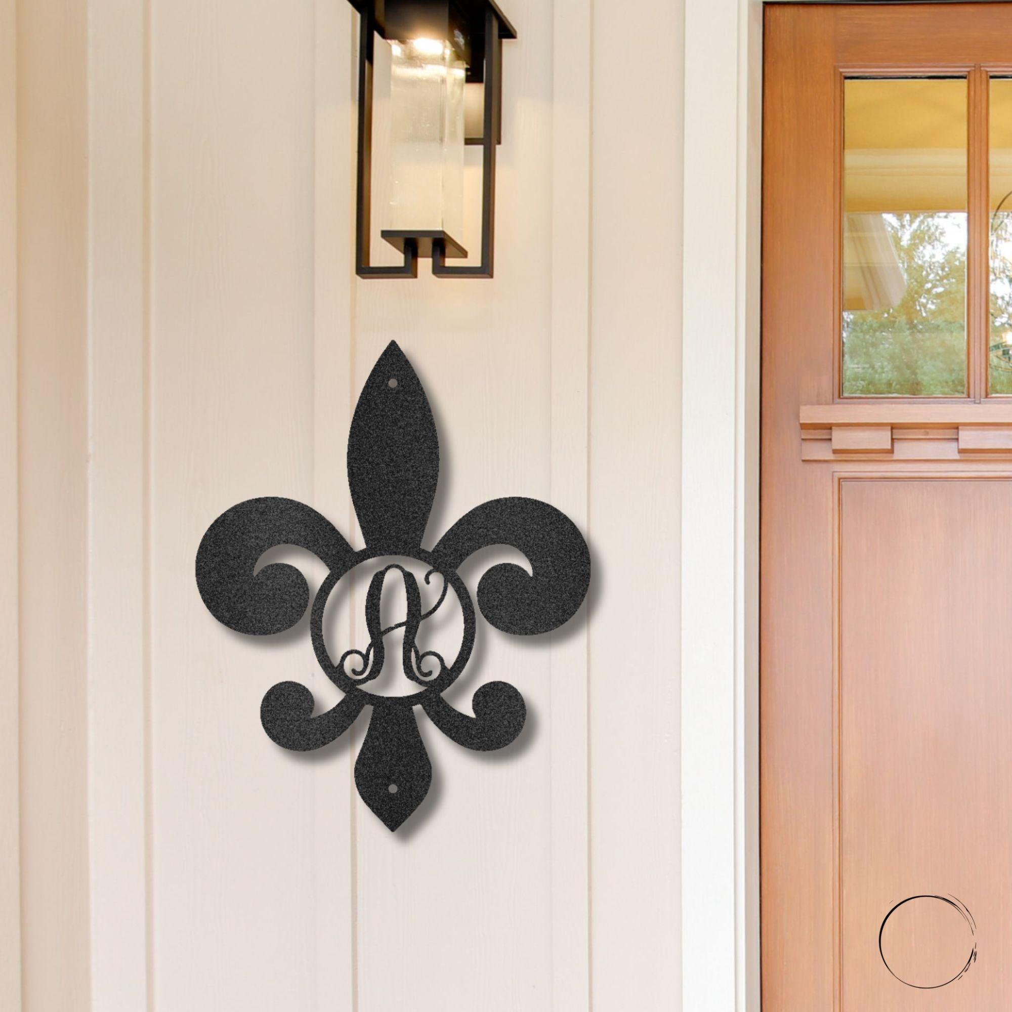 Fleur De Lis Personalized Initial Metal Art Wall Sign - Mallard Moon Gift Shop