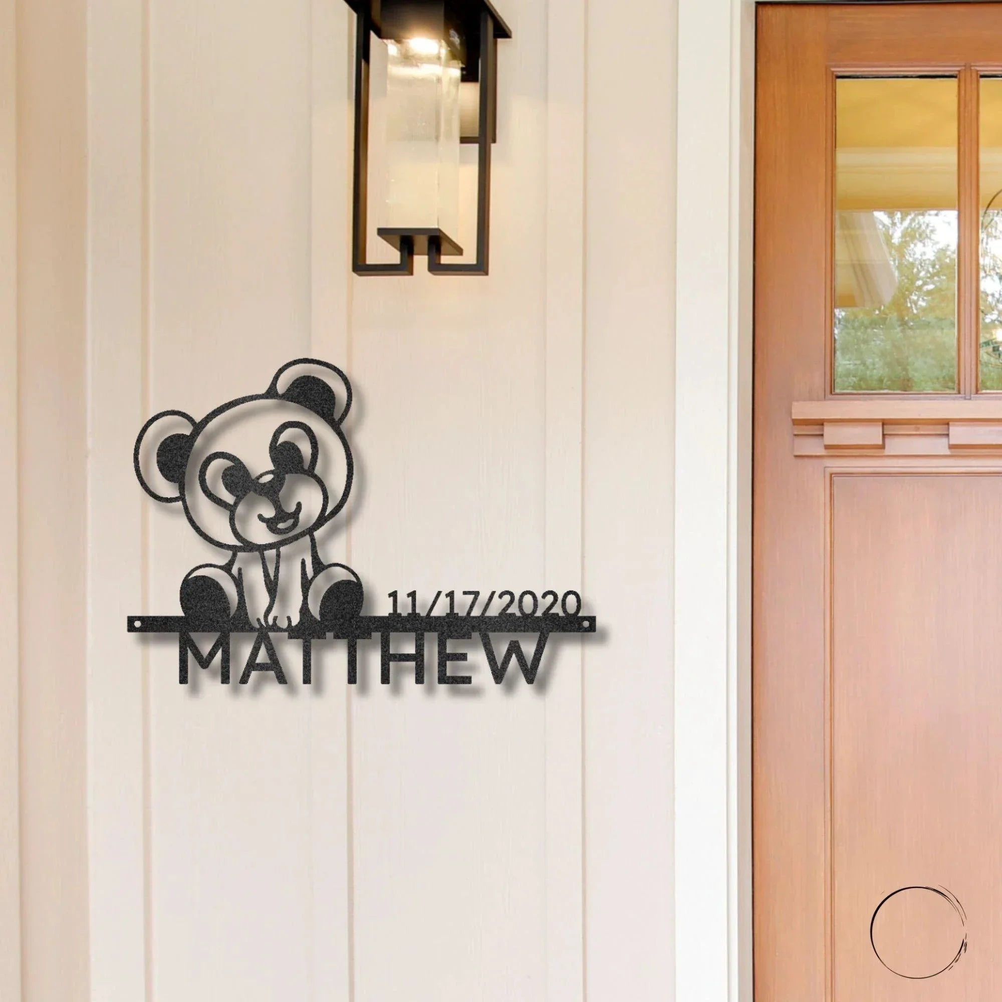 Timeless Teddy Bear: Personalized Metal Sign with Name & Birth Date