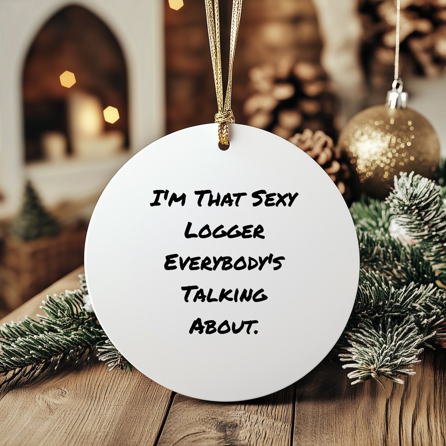 Fun Logger Gifts from Friends - Christmas Unique Circle Ornament, I'm That Sexy Logger Everybody's Talking About.