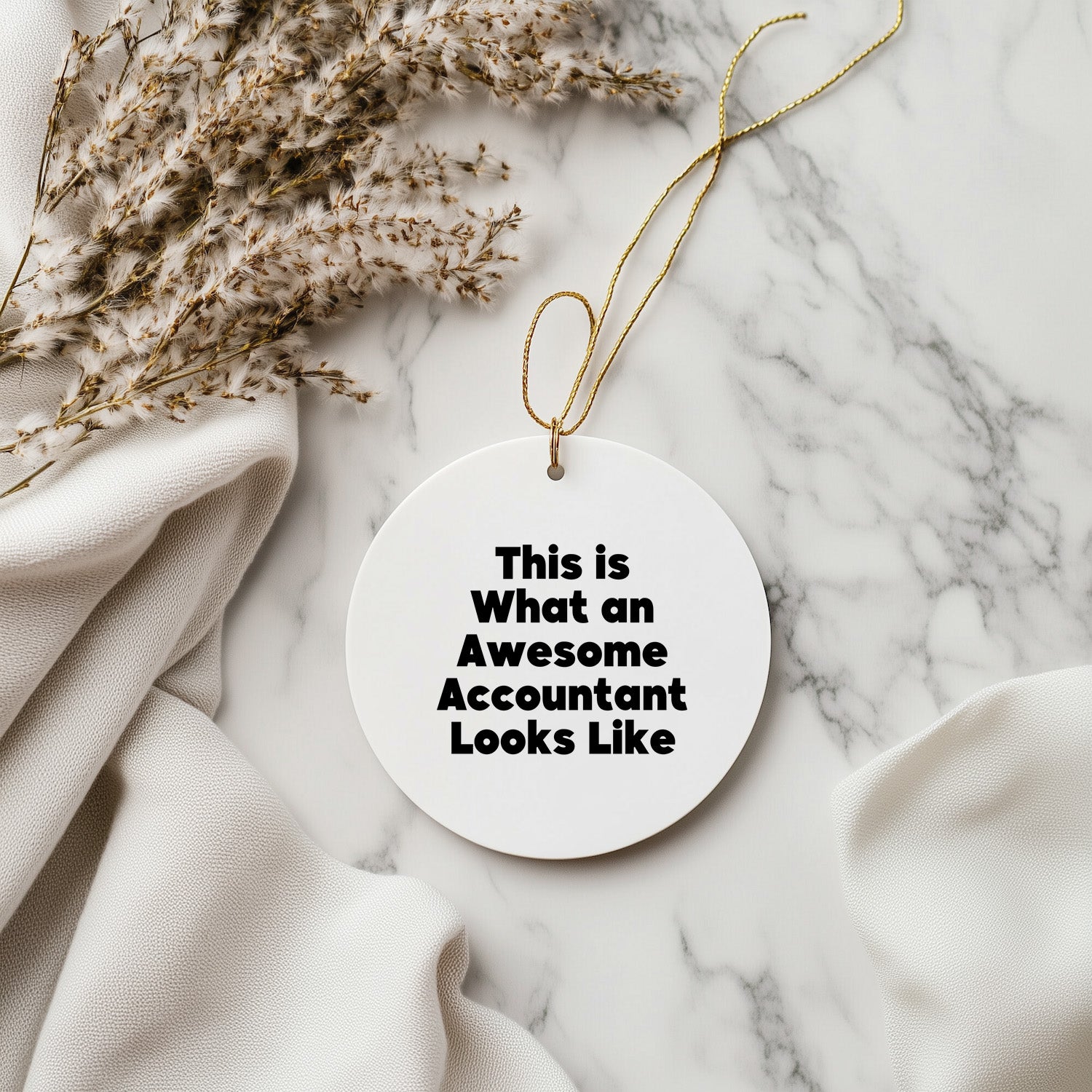 Funny Accountant Gifts, Circle Ornament, 'This Is What An Awesome Accountant Looks Like', Christmas Unique Gifts from Friends, Coworkers, Family for Accountants