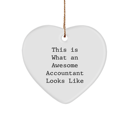 Funny Accountant Gifts, This Is What An Awesome Accountant Looks Like Heart Ornament, Christmas Unique Gifts from Friends and Family