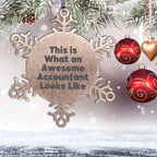 Funny Accountant Gifts from Friends for Christmas - Snowflake Ornament, 'This Is What An Awesome Accountant Looks Like'