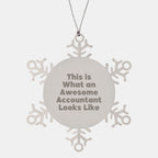 Funny Accountant Gifts from Friends for Christmas - Snowflake Ornament, 'This Is What An Awesome Accountant Looks Like'