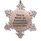 Funny Accountant Gifts from Friends for Christmas - Snowflake Ornament, 'This Is What An Awesome Accountant Looks Like'