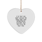 Funny Administrative Assistant Gifts, Heart Ornament, If First Fail Try Again - Gifts from Coworkers, Gifts for Administrative Assistant, Christmas Unique Gifts