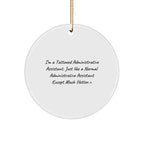Funny Administrative Assistant Gifts for Her - 'I'm A Tattooed Administrative Assistant' Circle Ornament, White, Christmas Unique Presents from Friends