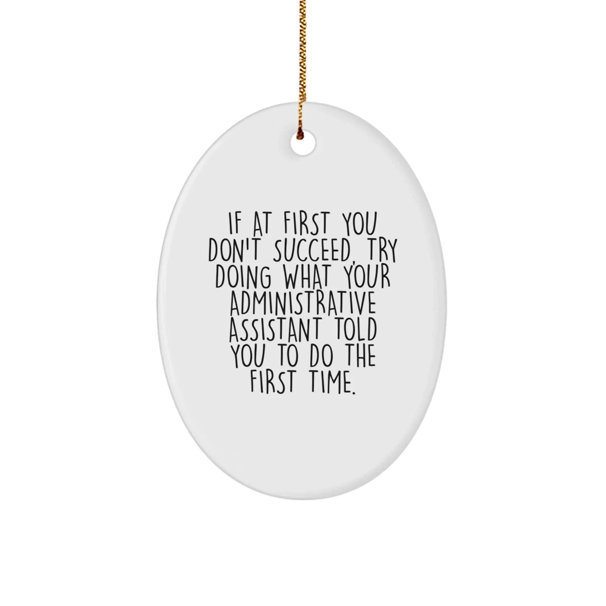 Funny Administrative Assistant Gifts from Friends - Oval Ornament for Christmas with If At First You Don't Succeed Quote, Gifts for Administrative Assistant
