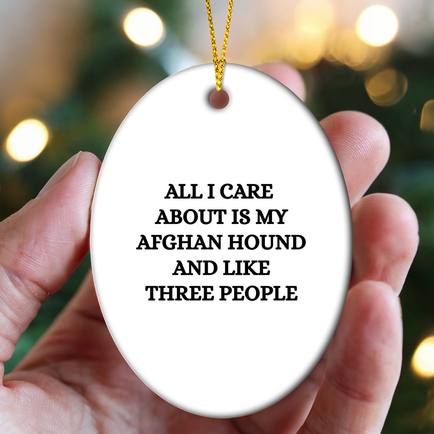 Funny Afghan Hound Dog Lover Gifts - Christmas Memorable Presents for Friends Who Say All I Care About are My Afghan Hound and Like Three People - Oval Ornament Decorations