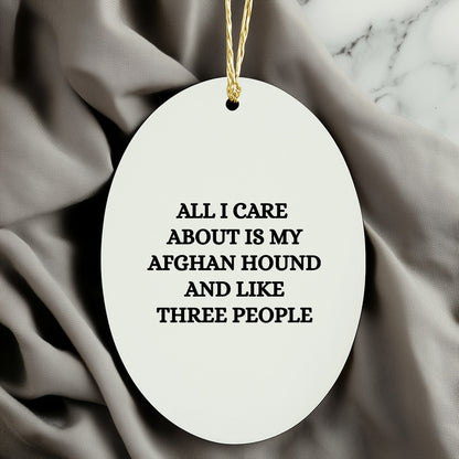 Funny Afghan Hound Dog Lover Gifts - Christmas Memorable Presents for Friends Who Say All I Care About are My Afghan Hound and Like Three People - Oval Ornament Decorations