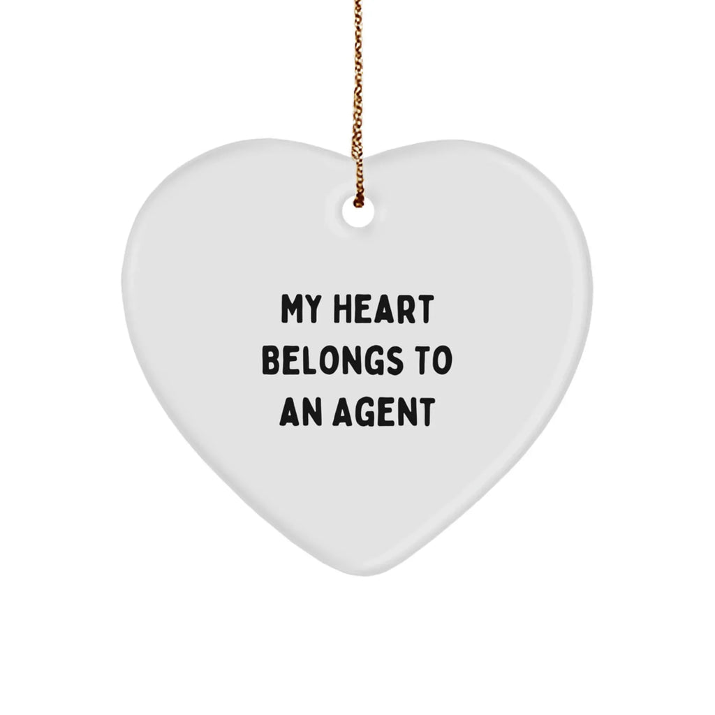 Funny Agent Heart Ornament Gifts from Friends, Coworkers, or Family - 'My Heart Belongs To An Agent' Christmas Decoration