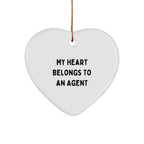 Funny Agent Heart Ornament Gifts from Friends, Coworkers, or Family - 'My Heart Belongs To An Agent' Christmas Decoration