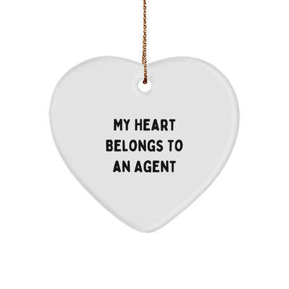 Funny Agent Heart Ornament Gifts from Friends, Coworkers, or Family - 'My Heart Belongs To An Agent' Christmas Decoration