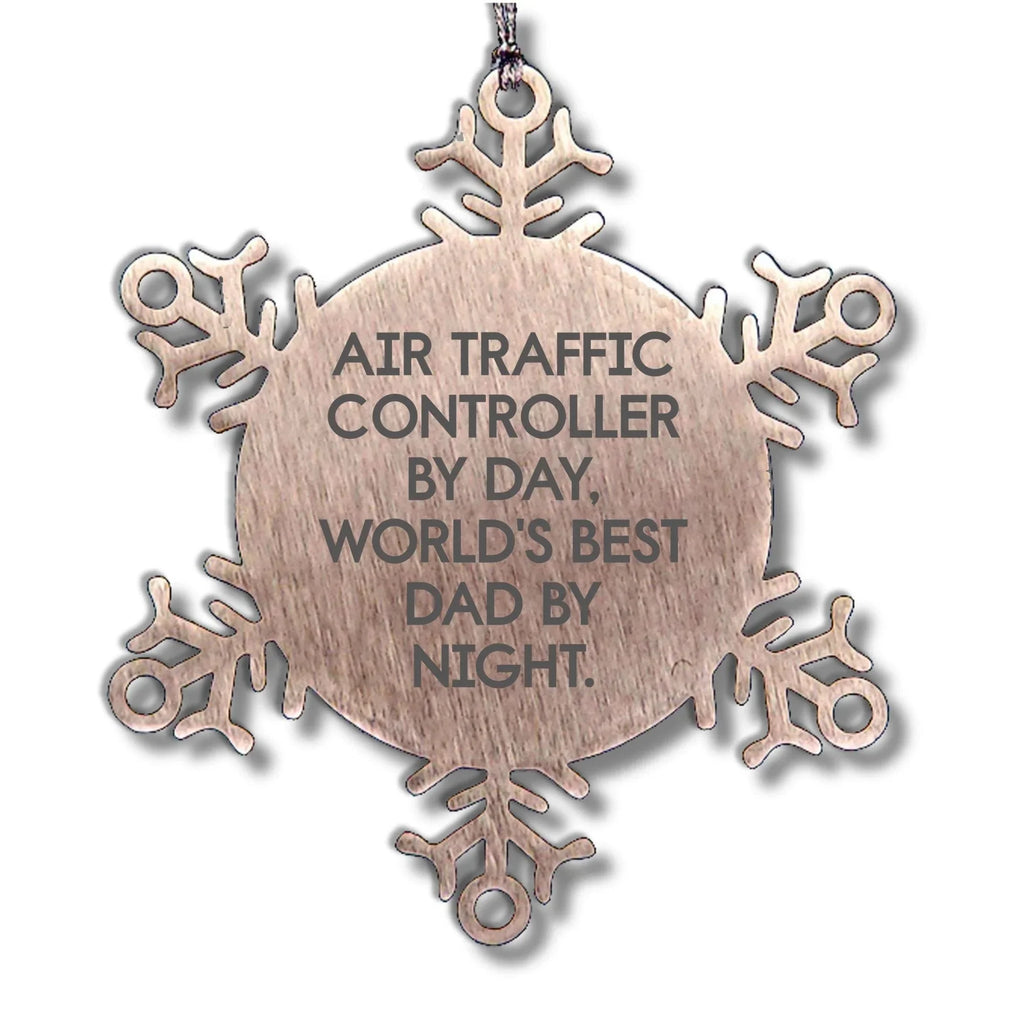 Funny Air Traffic Controller Gifts from Dad for Men, Snowflake Ornament for Christmas Unique Gifts