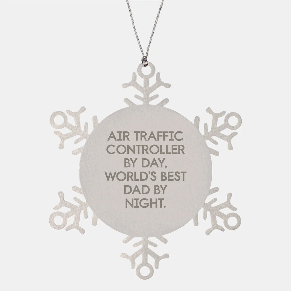 Funny Air Traffic Controller Gifts from Dad for Men, Snowflake Ornament for Christmas Unique Gifts