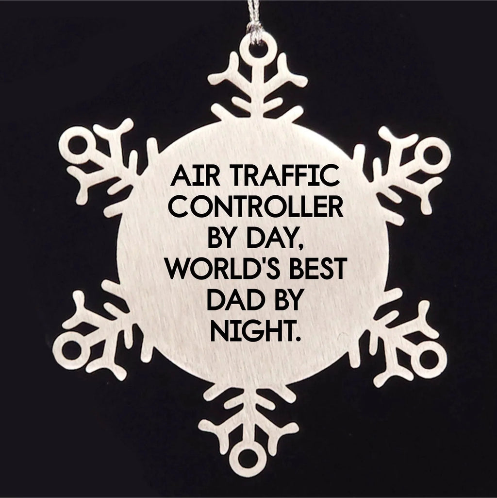 Funny Air Traffic Controller Gifts from Dad for Men, Snowflake Ornament for Christmas Unique Gifts