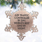 Funny Air Traffic Controller Gifts from Dad for Men, Snowflake Ornament for Christmas Unique Gifts