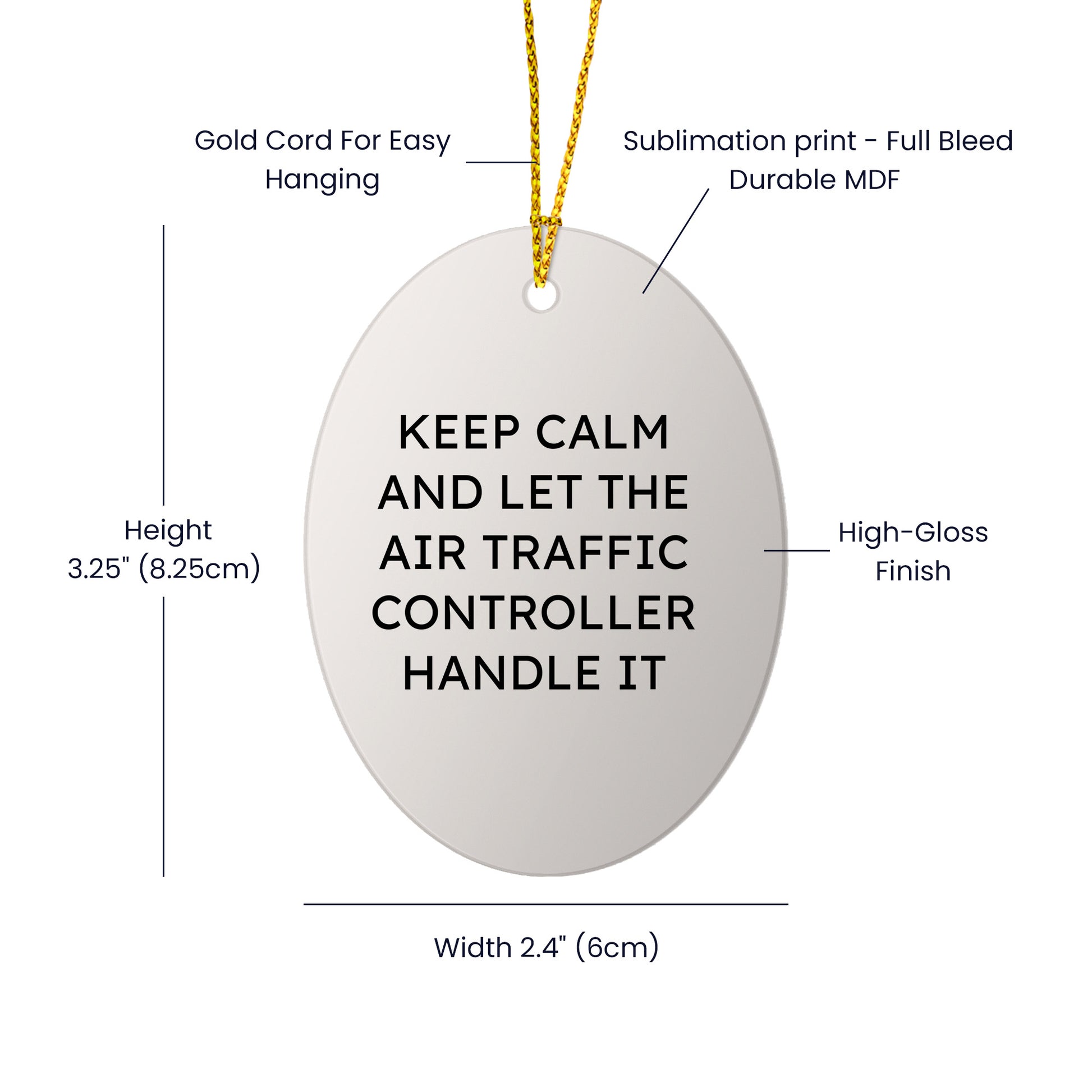 Funny Air Traffic Controller Gifts from Men to Friends - Keep Calm And Let It Handle It Christmas Oval Ornament for Home Decor - Mallard Moon Gift Shop