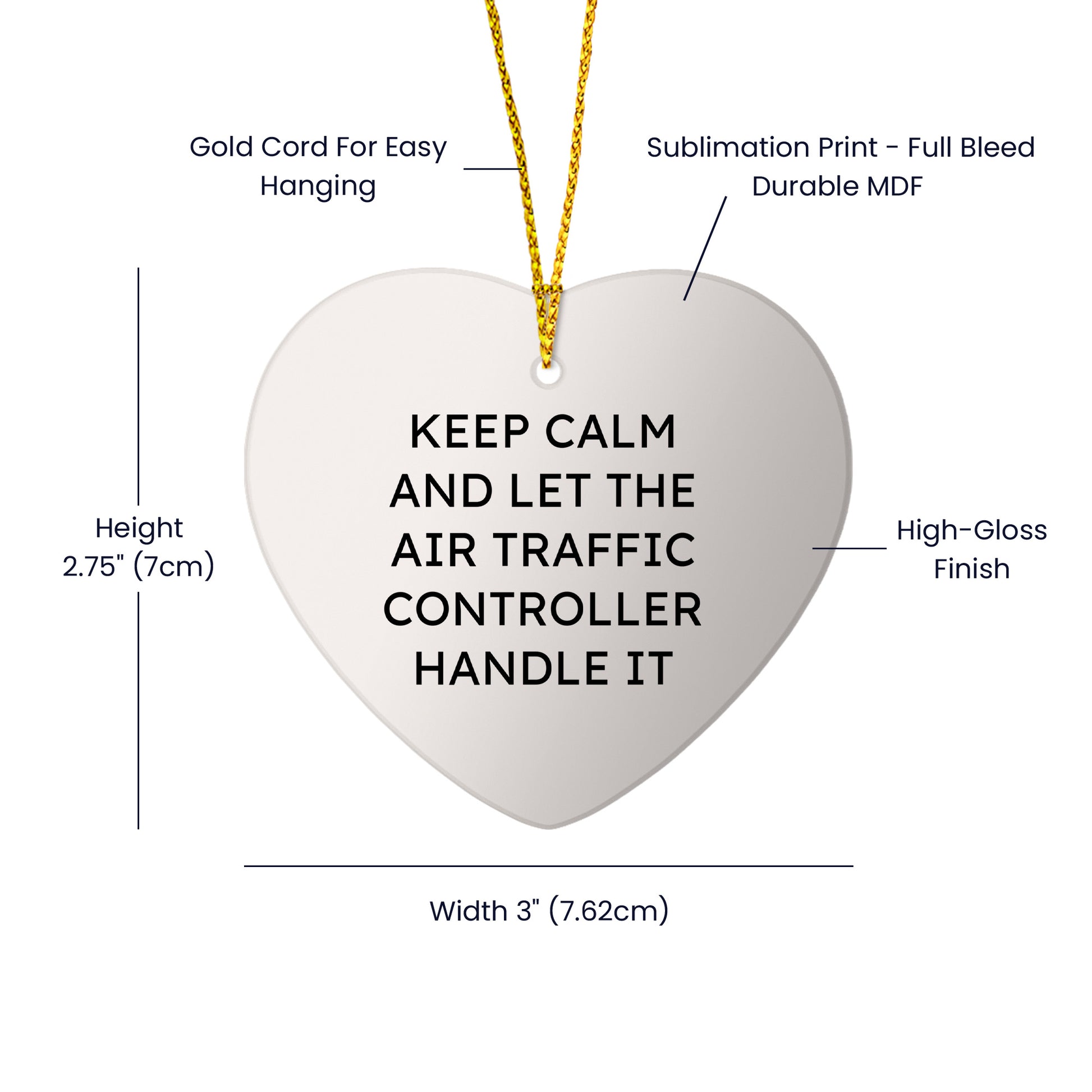 Funny Air Traffic Controller Heart Ornament, Gifts from Friends for Air Traffic Controller, 'Keep Calm And Let The Air Traffic Controller Handle It' Christmas Unique Gift - Mallard Moon Gift Shop